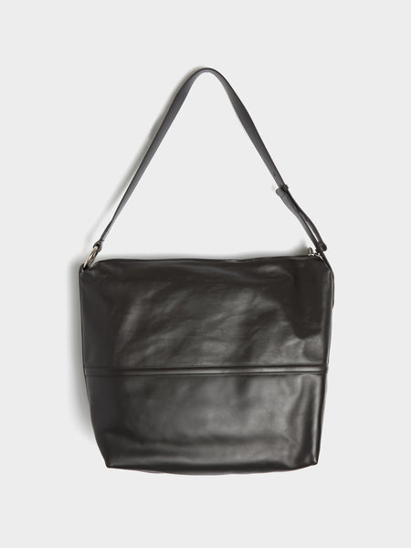 Leather Messenger Bag, Black