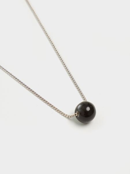 Extra Thin Chain Sphere Pendant, Black