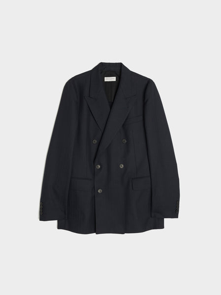 Slim Fit Double Breasted Blazer, Navy