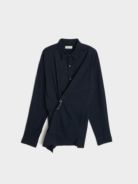 Safety Pin Closure Shirt, Navy