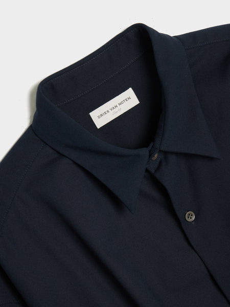 Safety Pin Closure Shirt, Navy