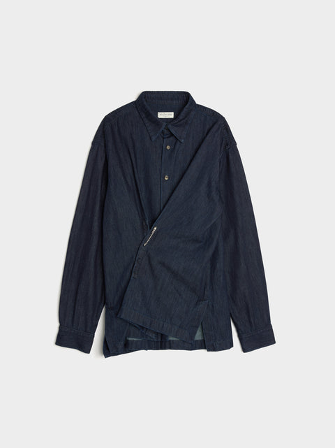 Safety Pin Closure Shirt, Indigo