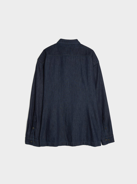 Safety Pin Closure Shirt, Indigo