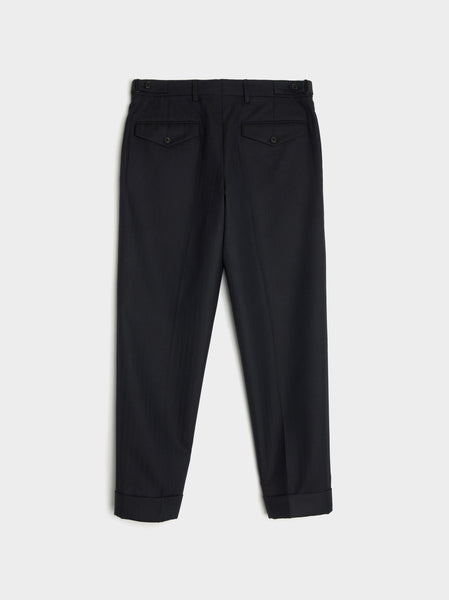 Cropped Leg With Cuff Mid Rise Pant, Navy