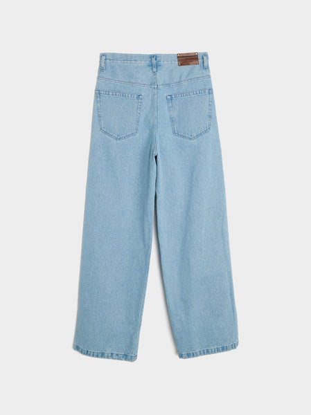 Slanted Pocket Stone Faded Wash Jean, Light Blue