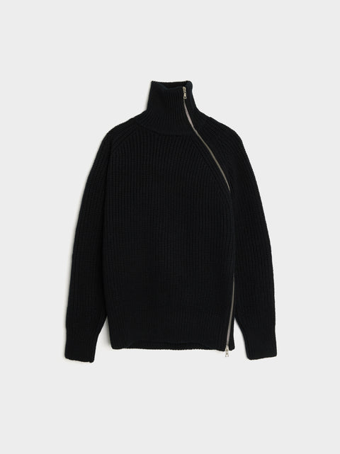 Runway Zip Sweater, Black