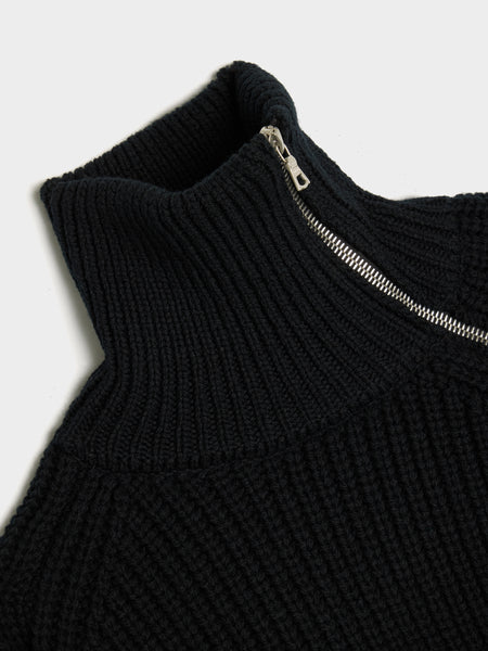 Runway Zip Sweater, Black