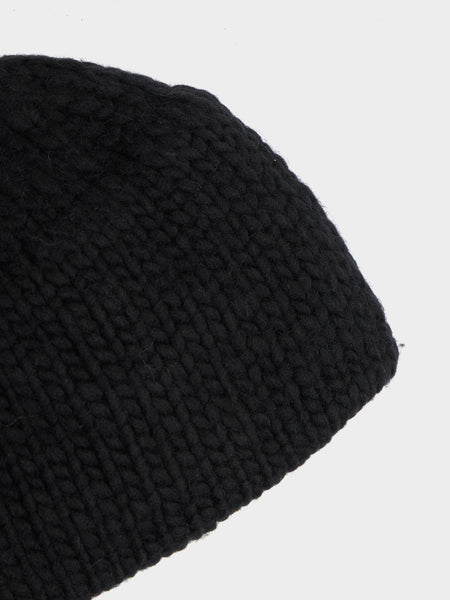 Wool Bulky Handknit Hat, Black