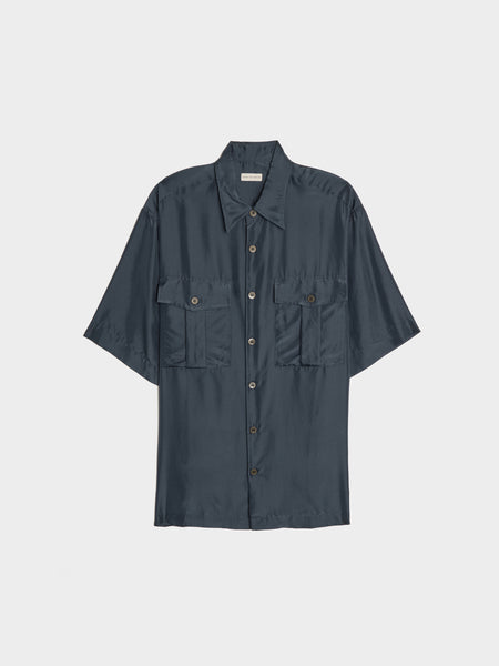 Loose Fit Breast Pockets Shirt, Navy