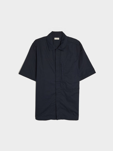 Zip Closure & Chest Zip Pocket Shirt, Navy
