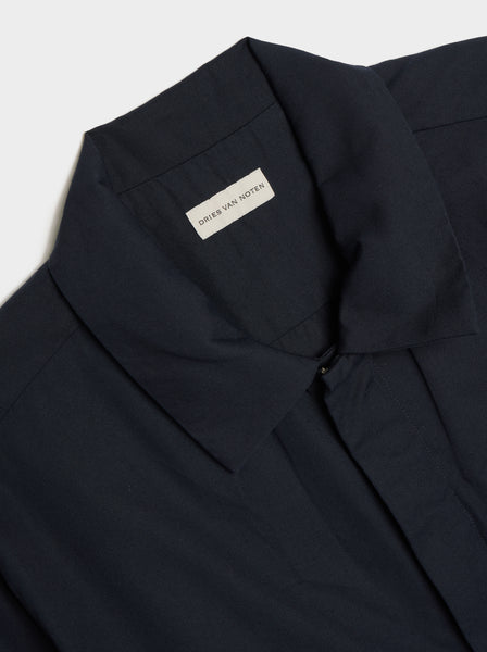 Zip Closure & Chest Zip Pocket Shirt, Navy