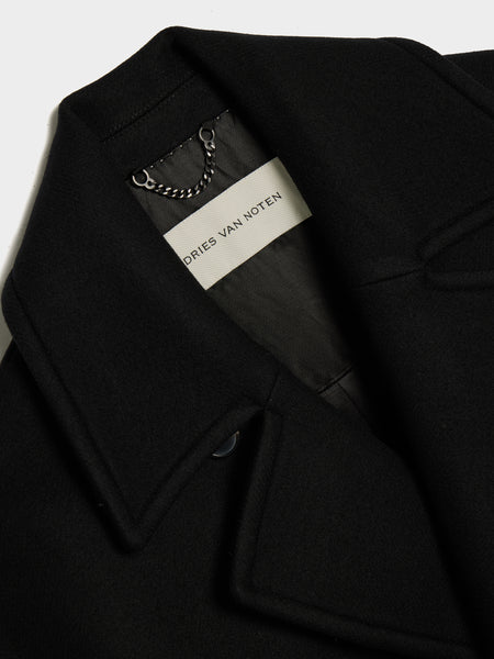 Twill Wool Polyester M.W. Coat, Black