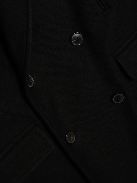 Twill Wool Polyester M.W. Coat, Black