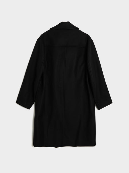 Twill Wool Polyester M.W. Coat, Black