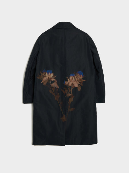 Thistle Print Wool Polyester Taffeta M.W. Coat, Black