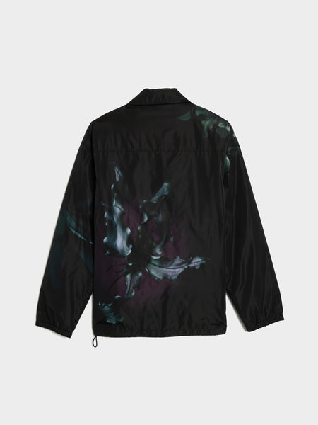 Flower Print Water Repellent Nylon M.W. Jacket, Black
