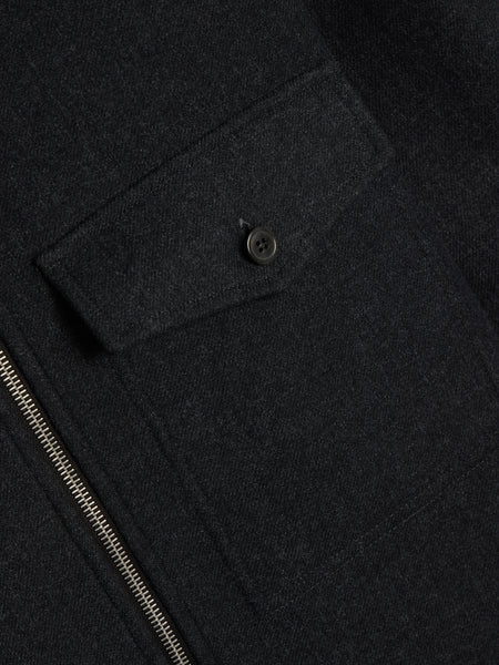 Brushed Back Twill Cotton M.W. Shirt, Dark Grey