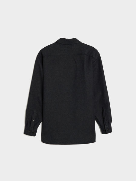 Brushed Back Twill Cotton M.W. Shirt, Dark Grey
