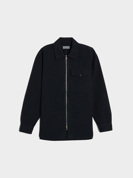 Overdyed Double Weave Compact Cotton M.W. Shirt, Navy