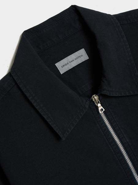 Overdyed Double Weave Compact Cotton M.W. Shirt, Navy