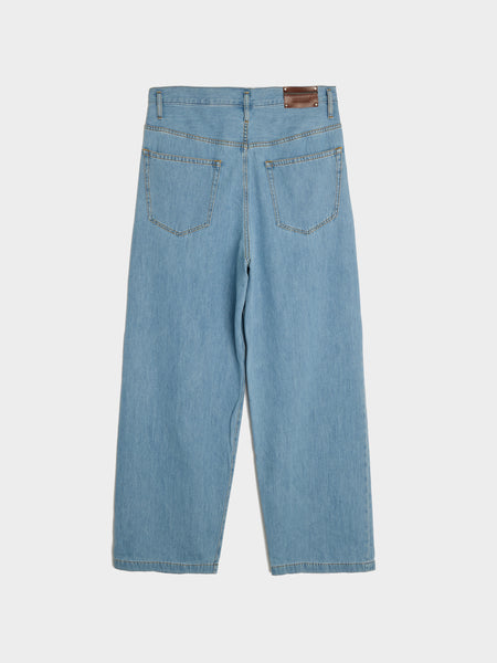 Loose Fit Penning Denim Pant, Light Blue