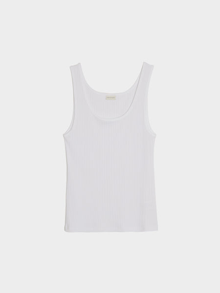 Open Neck With Narrow Straps Tank Top, White