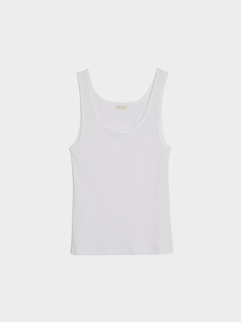 Open Neck With Narrow Straps Tank Top, White