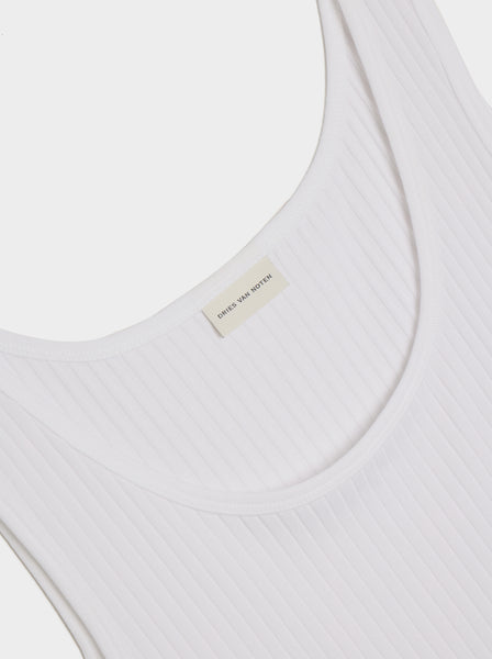 Open Neck With Narrow Straps Tank Top, White