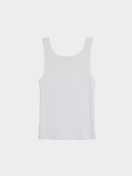 Open Neck With Narrow Straps Tank Top, White