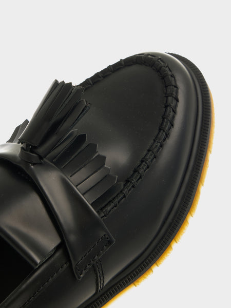 Adrian Smooth Leather Tassel Loafers, Black