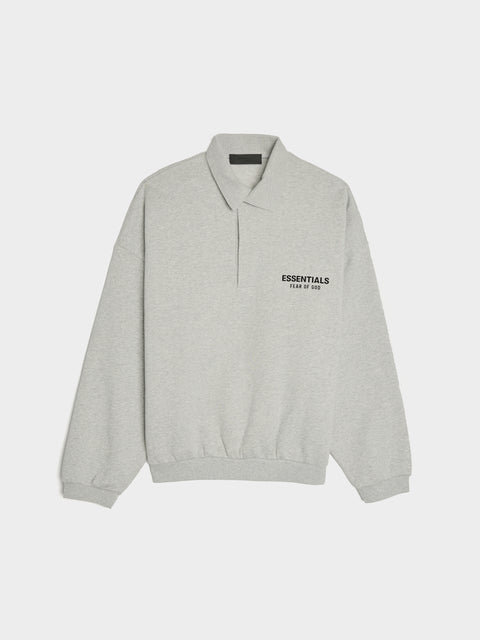 Fleece Polo, Light Heather Gray