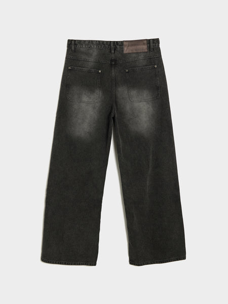 Denim With Buttons Hanging From Waist, Black