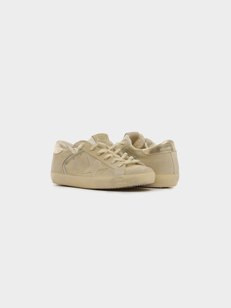 W Super Star Suede Upper Leather Heel, Beige / Platinum