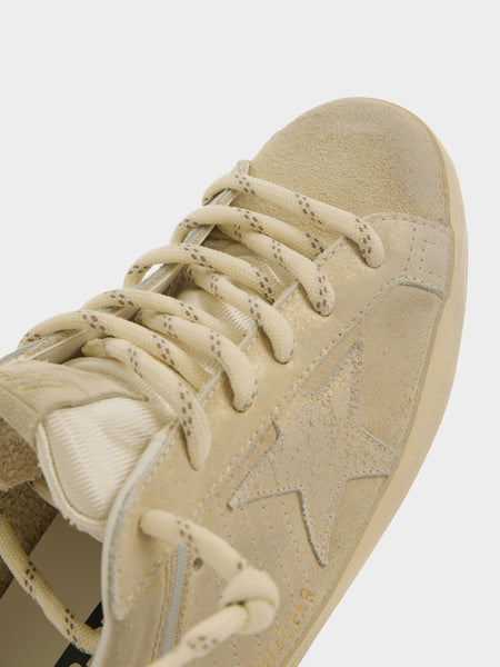 W Super Star Suede Upper Leather Heel, Beige / Platinum