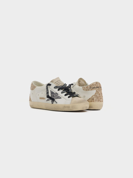 W Super Star Leather Upper Glitter Star, Optic White / Seedpearl