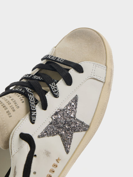 W Super Star Leather Upper Glitter Star, Optic White / Seedpearl