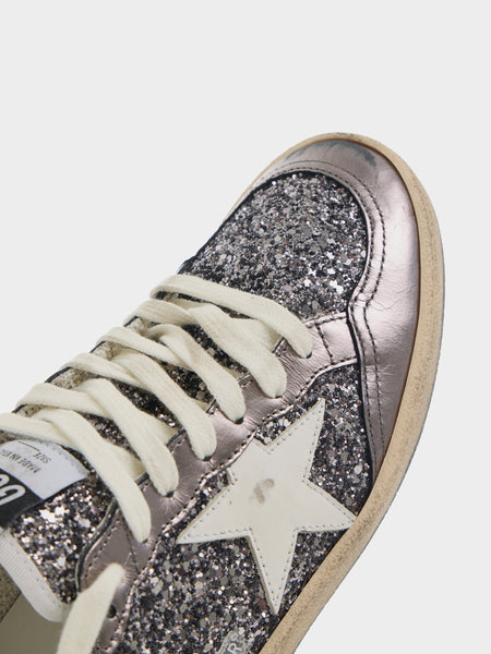 W Ballstar Glitter Upper Leather Star, Grey / Purple