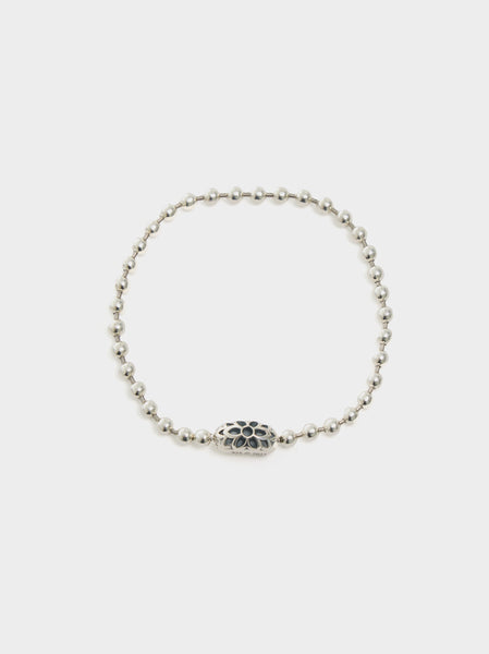 9" Poplock Ball Chain Bracelet Triple Cutout, Silver