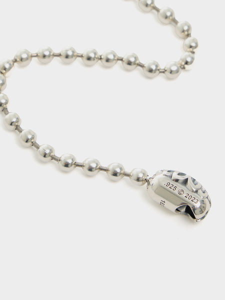 9" Poplock Ball Chain Bracelet Triple Cutout, Silver