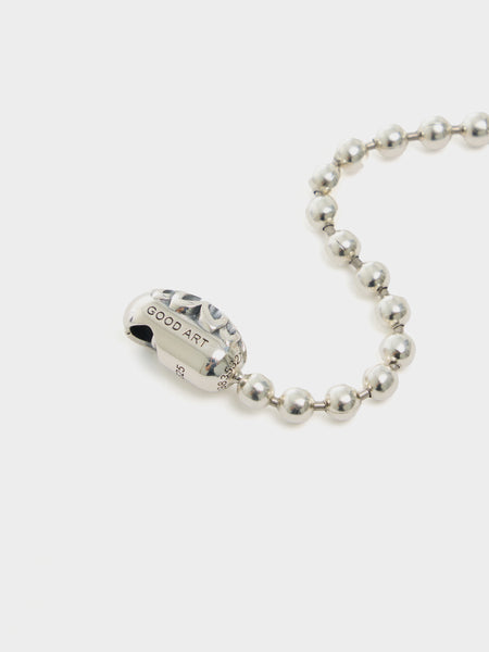 9" Poplock Ball Chain Bracelet Triple Cutout, Silver