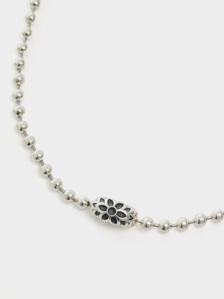 24" Poplock Ball Chain Necklace Triple Cutout, Silver