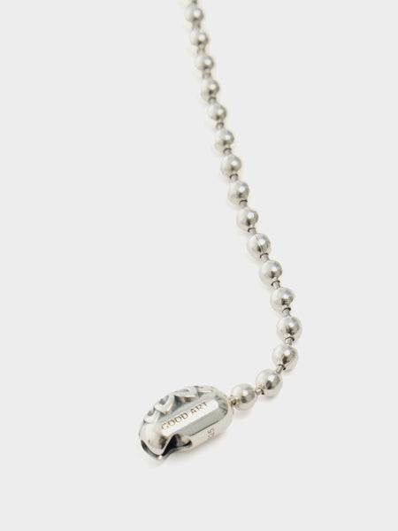 24" Poplock Ball Chain Necklace Triple Cutout, Silver