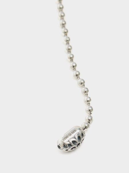 24" Poplock Ball Chain Necklace Triple Cutout, Silver