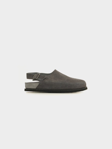 Calf Back Side Suede Sandal, Grey
