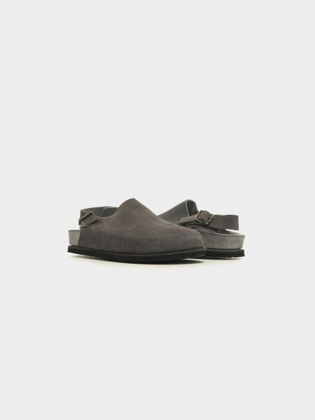 Calf Back Side Suede Sandal, Grey