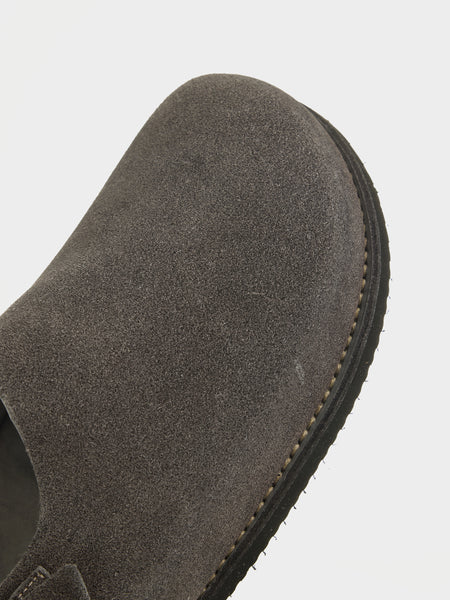 Calf Back Side Suede Sandal, Grey