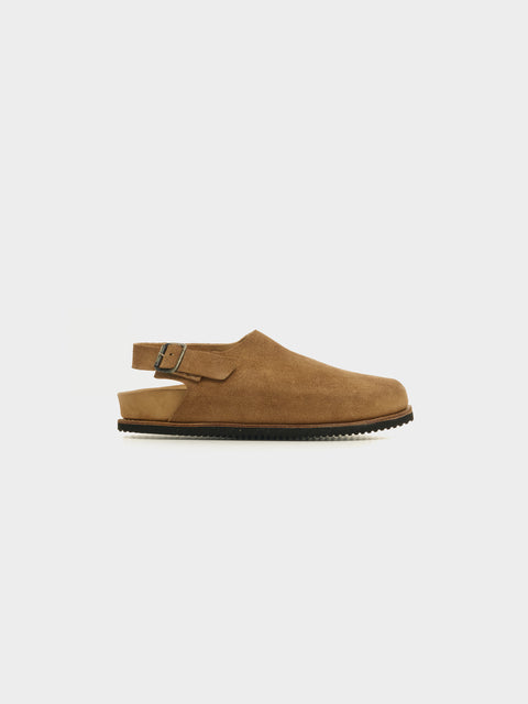 Calf Back Side Suede Sandal, Sand