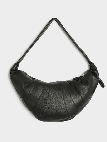 Large Croissant Bag Soft Grained Leather, Black