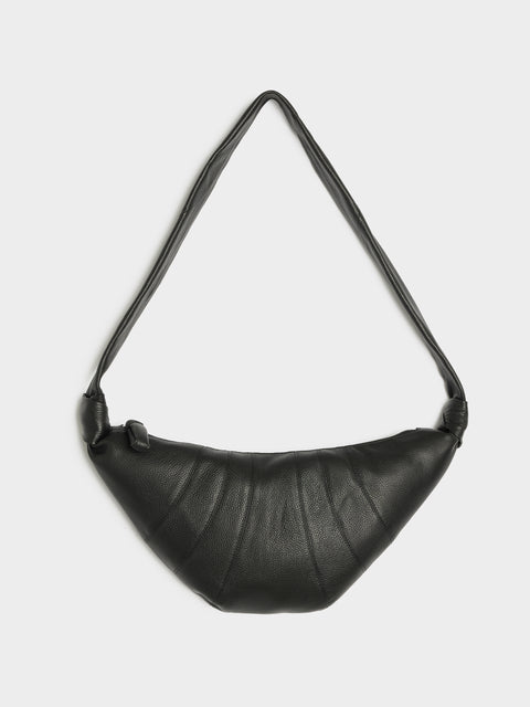 Medium Croissant Bag Soft Grained Leather, Black