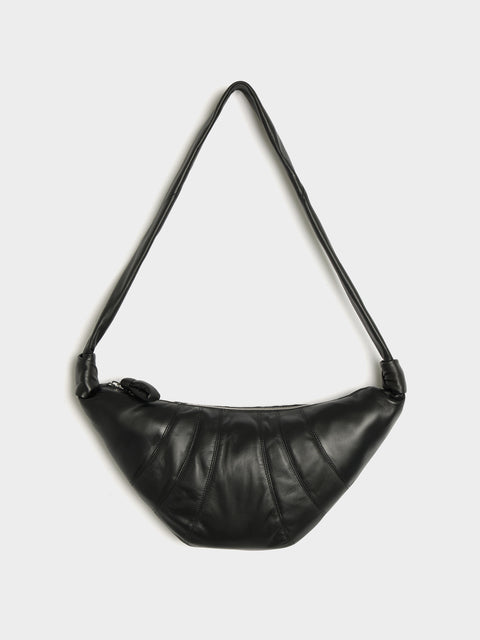 Medium Croissant Bag Soft Nappa Leather, Black